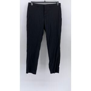 UNBRANDED Men's Black Solid Slim-Leg Regular-Fit Flat Front Pants SZ 38